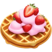 waffle with pink cream and strawberries on top sticker