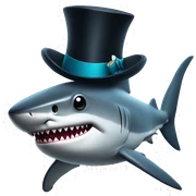 Shark with a top hat sticker