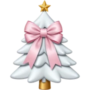 Cute light pink bow sitting on top of a white Christmas tree sticker