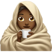 girl inside a blanket sipping coffee eyes closed sticker