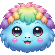 pastel rainbow kawaii creature with three eyes sticker