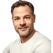 smiling man in white shirt sticker