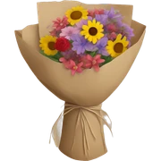 Bouquet with brown paper wrapping sticker