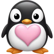 Penguin with light pink hearts sticker