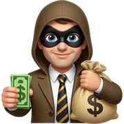 Ladrón con máscara y bolsa de dinero sticker