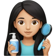 chica cuidando su cabello con productos  sticker