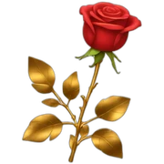 Red rose with gold stem sticker