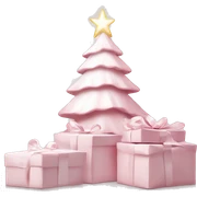 Light pink Christmas gifts under a white Christmas tree  sticker