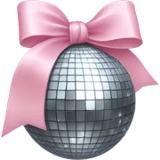 Disco ball with a light pink bow sticker