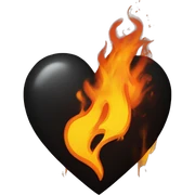 Black heart on fire  sticker