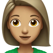 tan girl with  brunette hair blue eyes and a green sweater on sticker