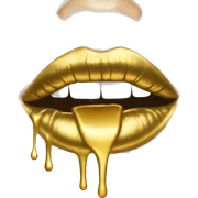 Gold lips dripping gold  sticker