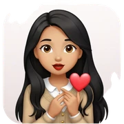 Tan girl with black long hair classy kisses smiles and cute outfit sticker