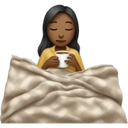 girl inside a blanket sipping coffee eyes closed sticker