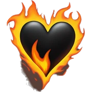 Black heart on fire  sticker