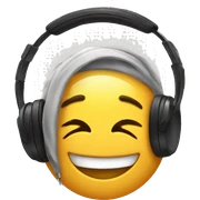 smiling emoji with headphones sticker