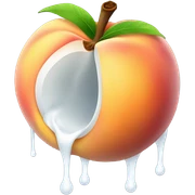 Peach with opening dripping white inside the middle to the end sticker