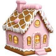 light pink and gold and white gingerbread house sticker