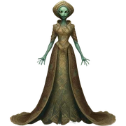 a Reptilian alien woman full body in Romanov dress sticker