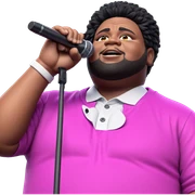 boy with microphone on stage sticker