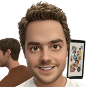 smiling boy in white shirt sticker
