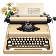 beige typewriter and flowers sticker