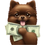 Chocolate Pomeranian with money  sticker