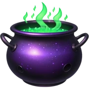 A cauldron with green glow and purple sparkle magic sticker