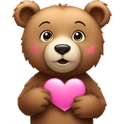 Bear holding a pink heart sticker