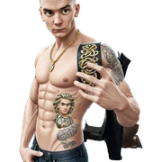 muscular male in jewelry sticker