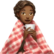 Girl with blanket and tea sticker