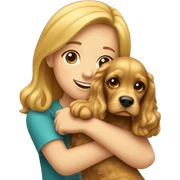 Girl hugging golden cocker spaniel sticker