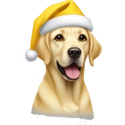 Yellow labrador wearing yellow santa hat sticker