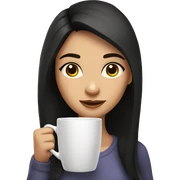 a girl with fair skin and dark hair drinks a large mug of coffee sticker