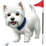 westie near a golf flag on the green sticker