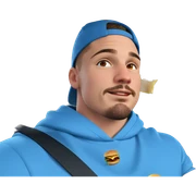 cool guy with a burger sticker