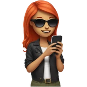 Red hair girl with sunglasses With a cell phone in her hands Checking text from her friend sticker
