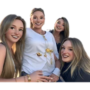 smiling girls with jewelry sticker
