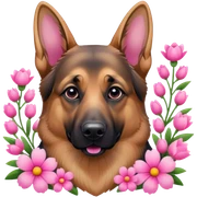 German Shepherd viele Blumen pink  sticker