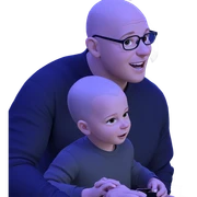 bald boys in glasses sticker