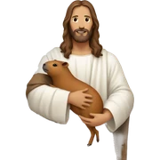jesus holding capybara  sticker