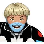 blue skinned boy smiling sticker
