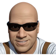 bald man in white shirt sticker