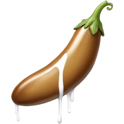 Long Tan colored eggplant with white paint dripping sticker