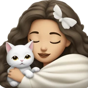 brunette Sleeping beauty girl with white kitty sticker