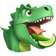 dinosaur eating a cucumber sticker