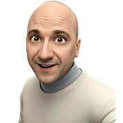 happy bald guy in sweater sticker