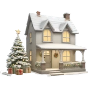 Shabby chic style English Christmas cottage sticker