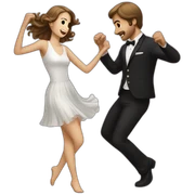 White brown hair couple dancing rocknroll sticker