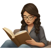 brunette reading a book cozy aesthetic sticker